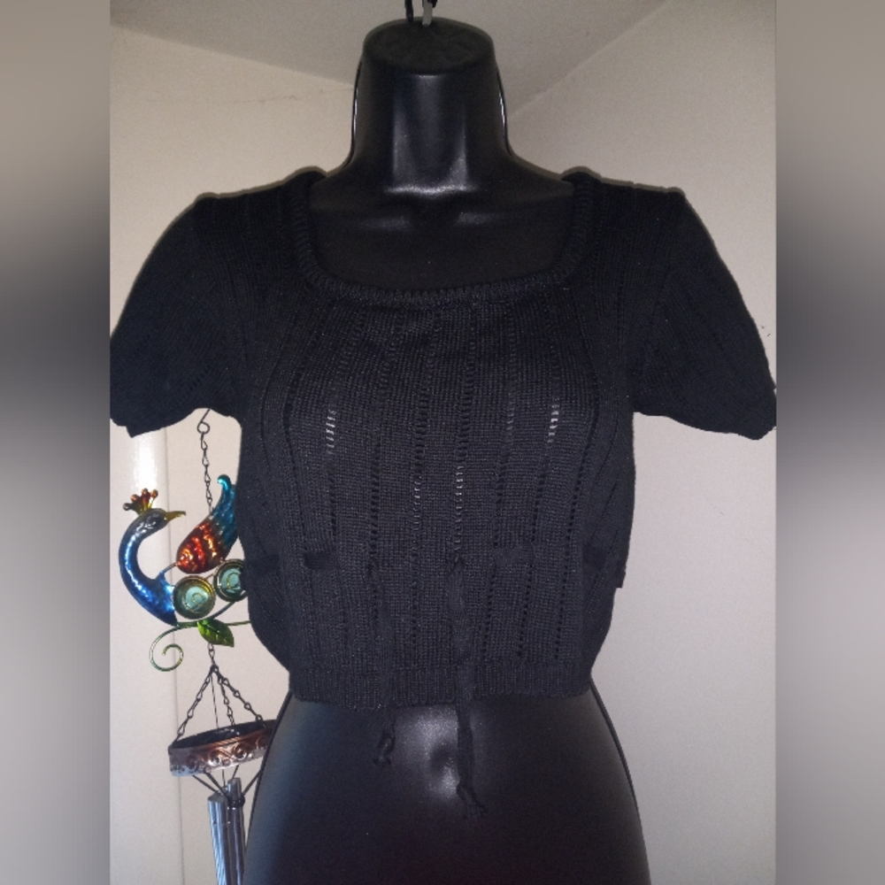 Short Sleeve Knit Belly Top Sweater
